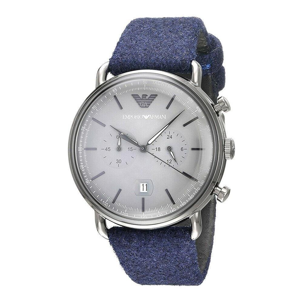 Emporio Armani Men's AR11144 Aviator Chronograph Blue Leather Watch