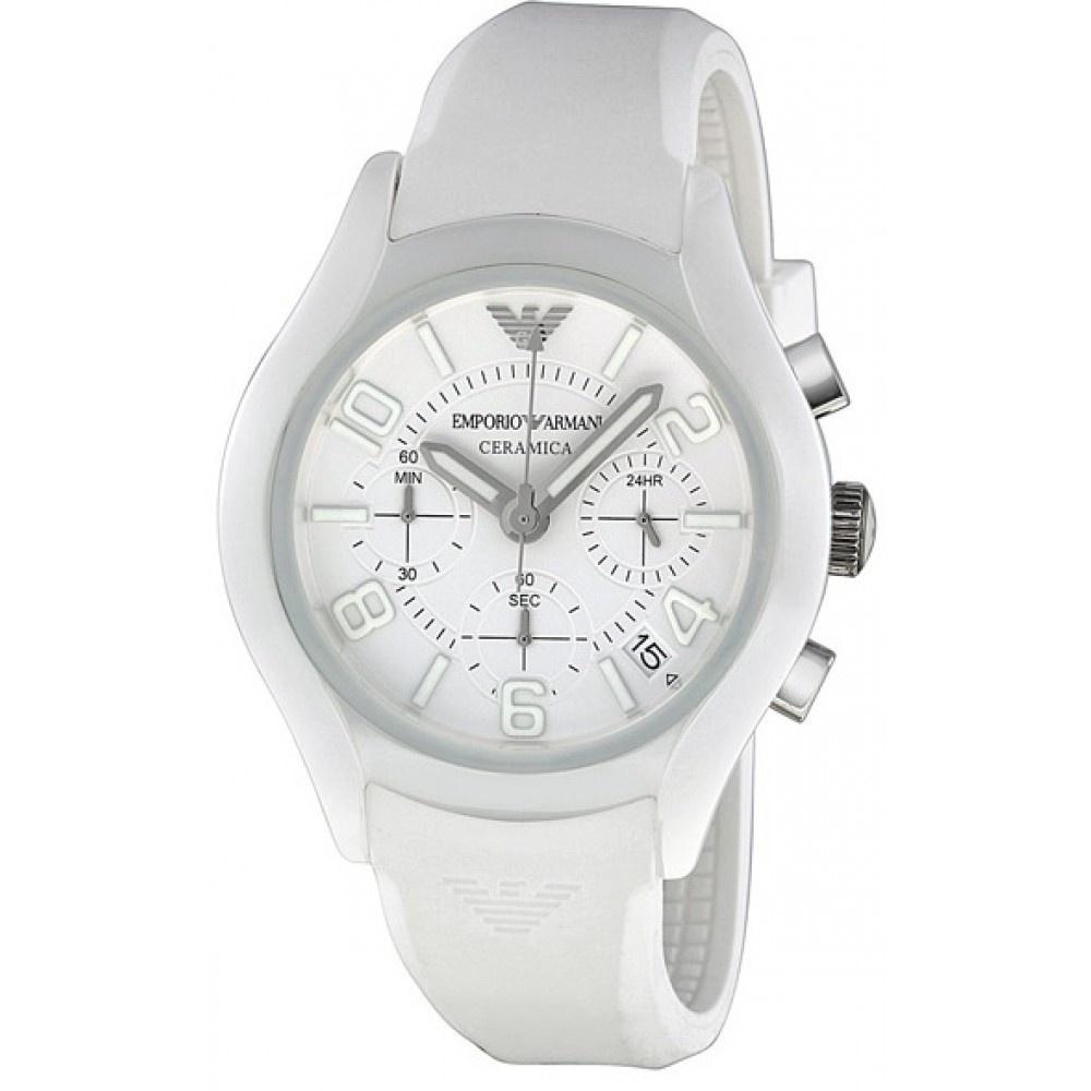 Emporio Armani Men's AR1431 Ceramica Chronograph White Silicone Watch