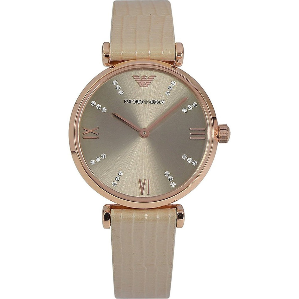 Emporio Armani Women's AR1681 Retro Crystal White Leather Watch