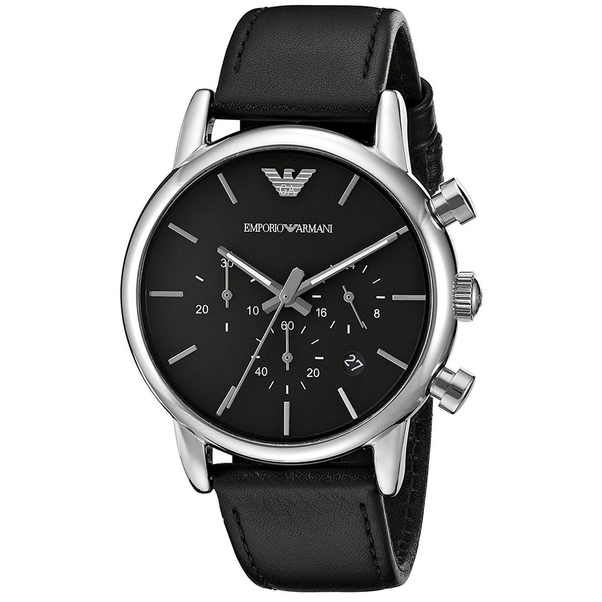 Emporio Armani Men's AR1733 Classic Chronograph Black Leather Watch