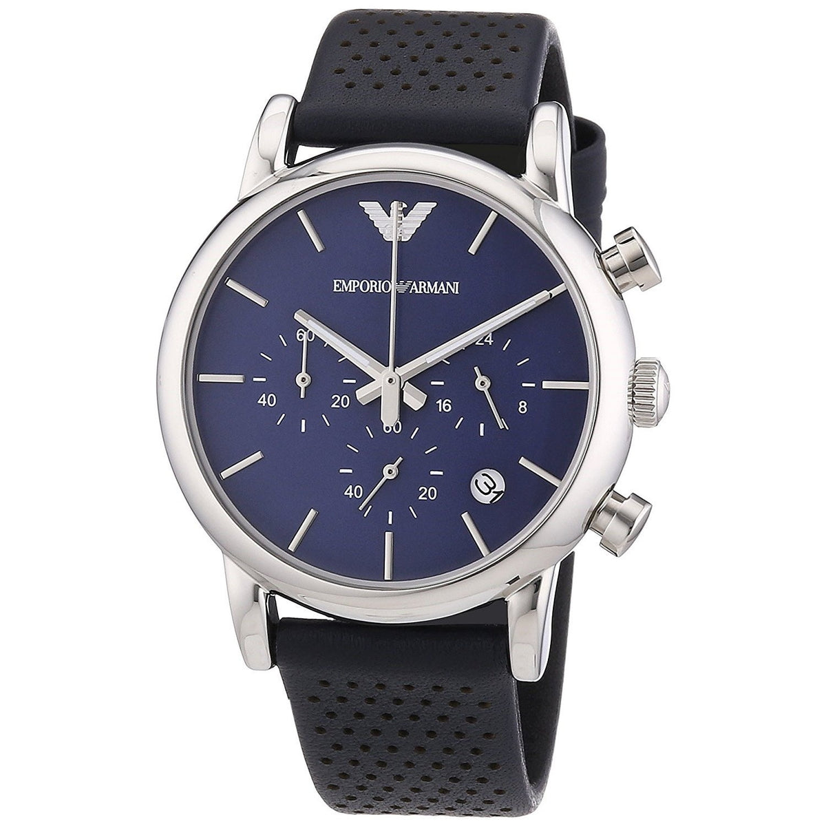 Emporio Armani Men's AR1736 Classic Chronograph Blue Leather Watch