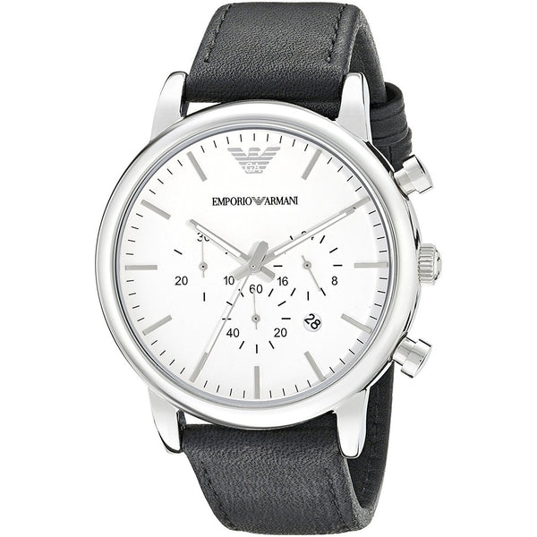 Emporio Armani Men's AR1807 Classic Chronograph Black Leather Watch ...