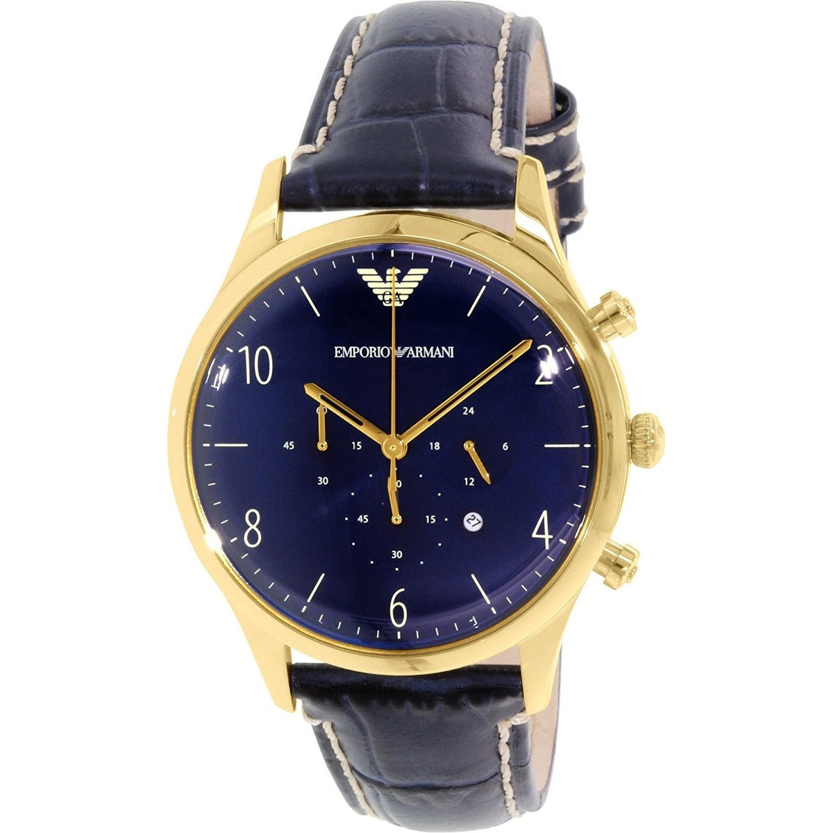 Emporio Armani Men's AR1862 Classic Chronograph Blue Leather Watch