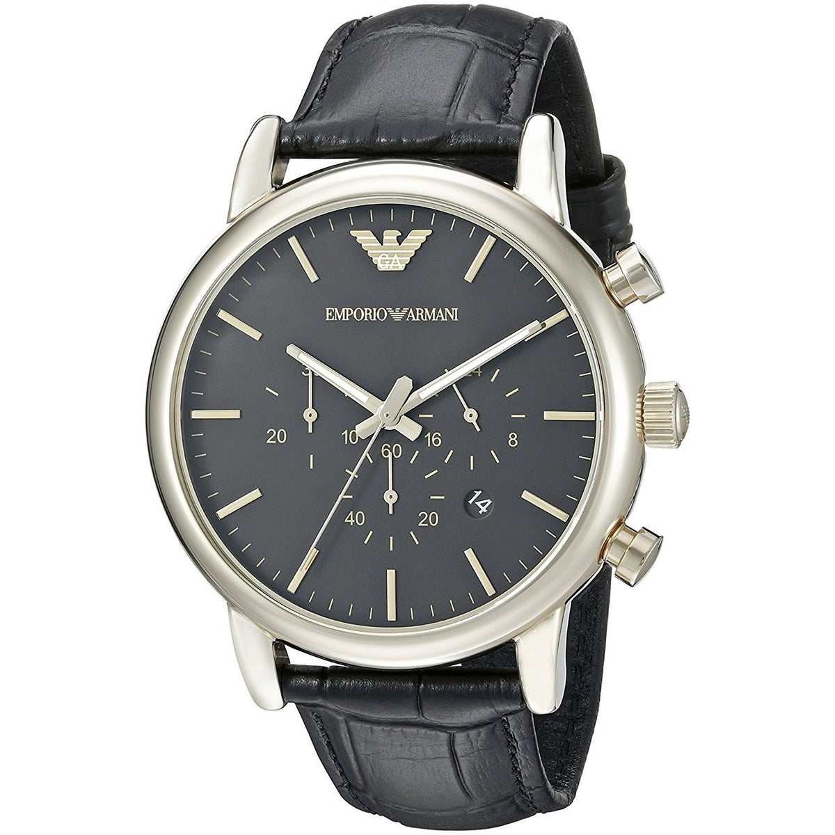 Emporio Armani Men's AR1917 Dress Chronograph Black Leather Watch