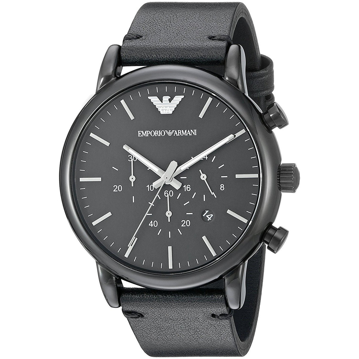 Emporio Armani Men's AR1918 Dress Chronograph Black Leather Watch