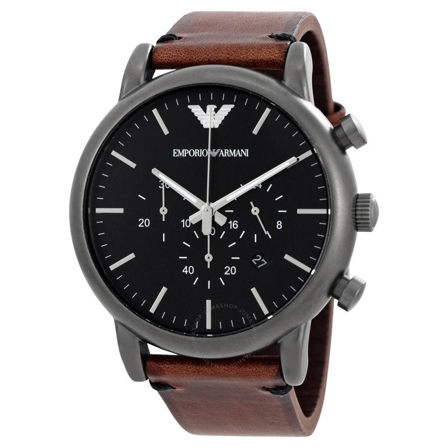 Emporio Armani Men's AR1919 Dress Chronograph Brown Leather Watch