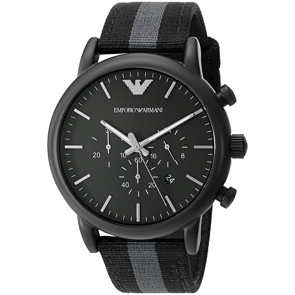 Emporio Armani Men's AR1948 Dress Chronograph Black and Grey Nylon Watch