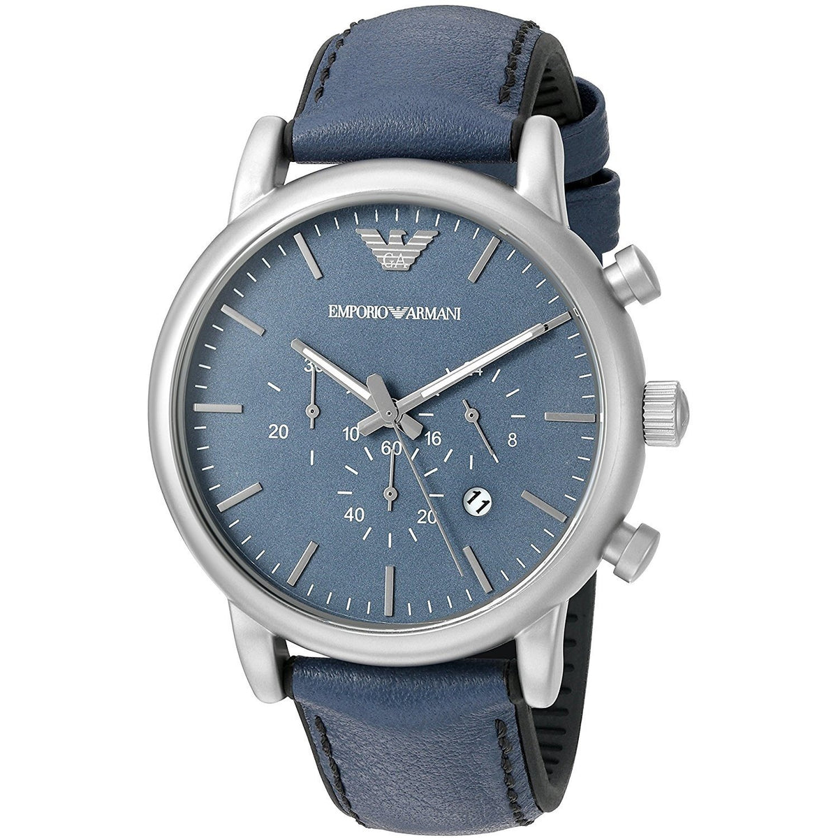 Emporio Armani Men's AR1969 Luigi Chronograph Blue Leather Watch