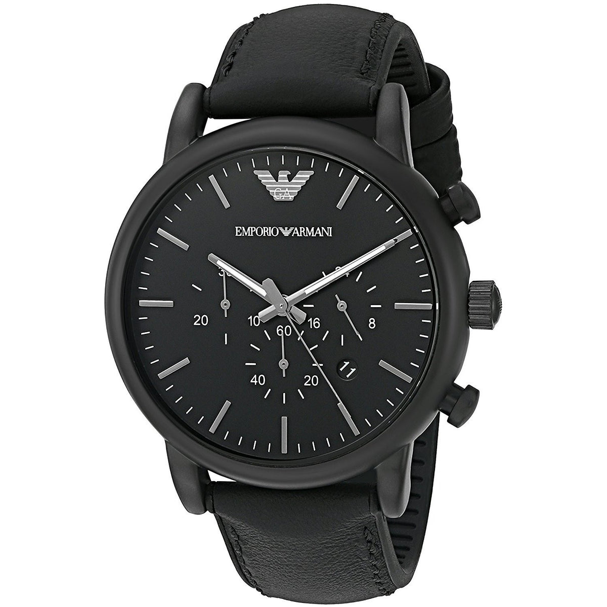 Emporio Armani Men's AR1970 Luigi Chronograph Black Leather Watch