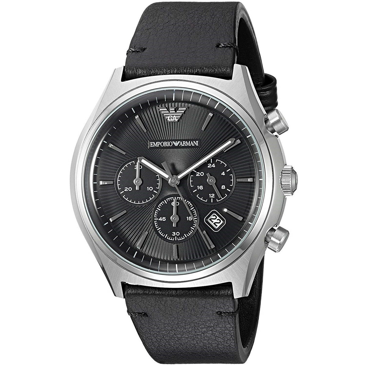 Emporio Armani Men's AR1975 Dress Chronograph Black Leather Watch