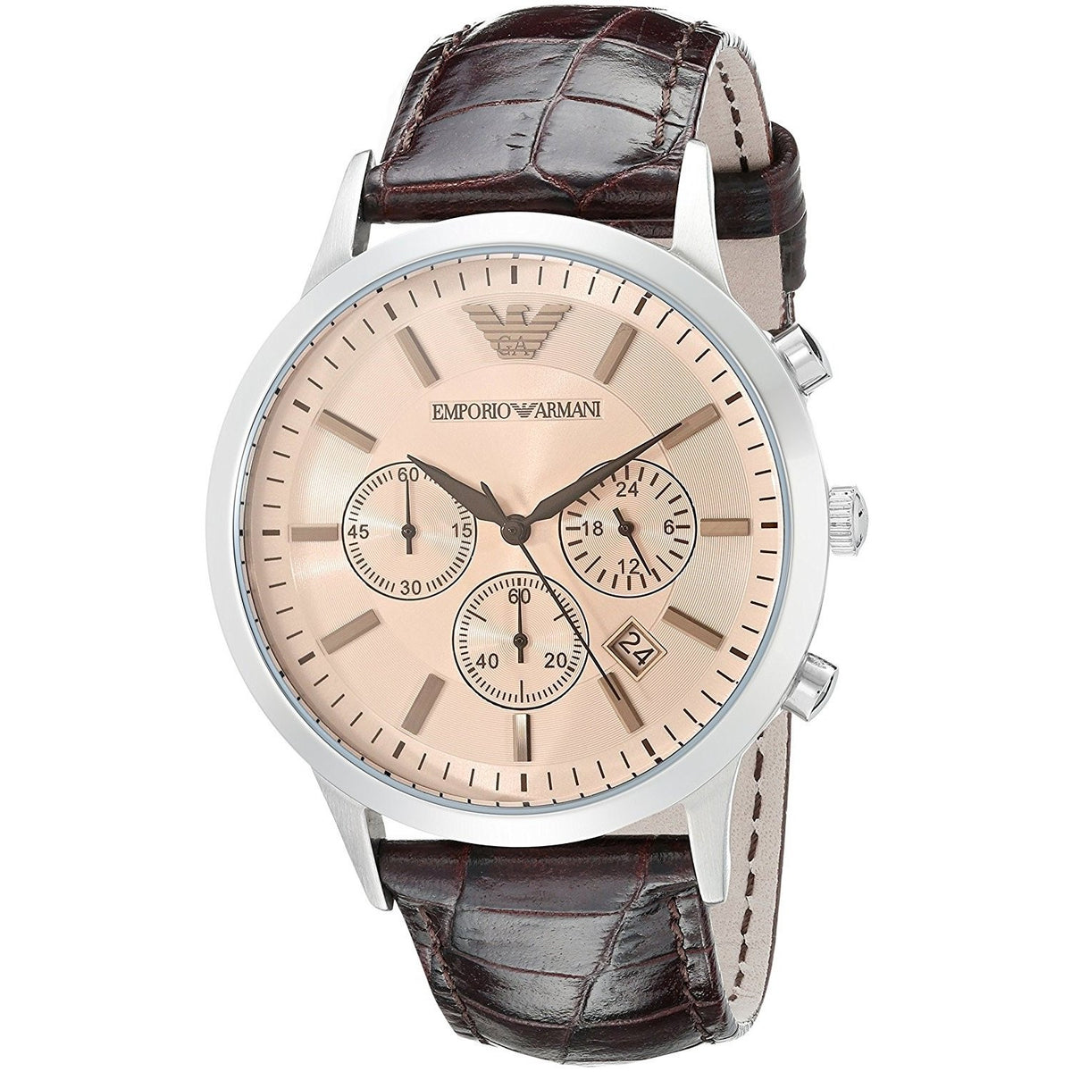 Emporio Armani Men's AR2433 Classic Chronograph Brown Leather Watch