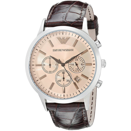 Emporio Armani Men's AR2433 Classic Chronograph Brown Leather Watch