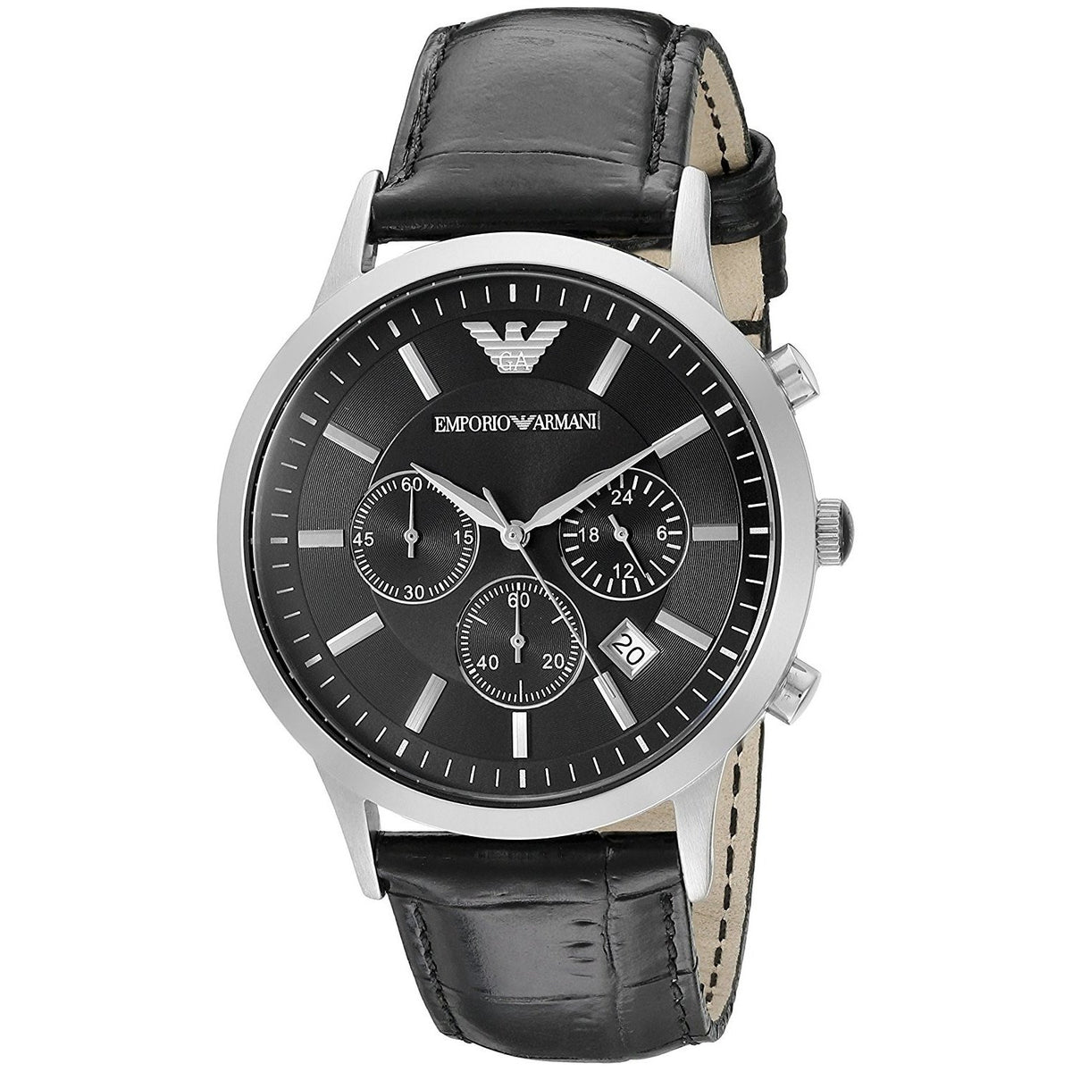 Emporio Armani Men's AR2447 Sportivo Chronograph Black Leather Watch