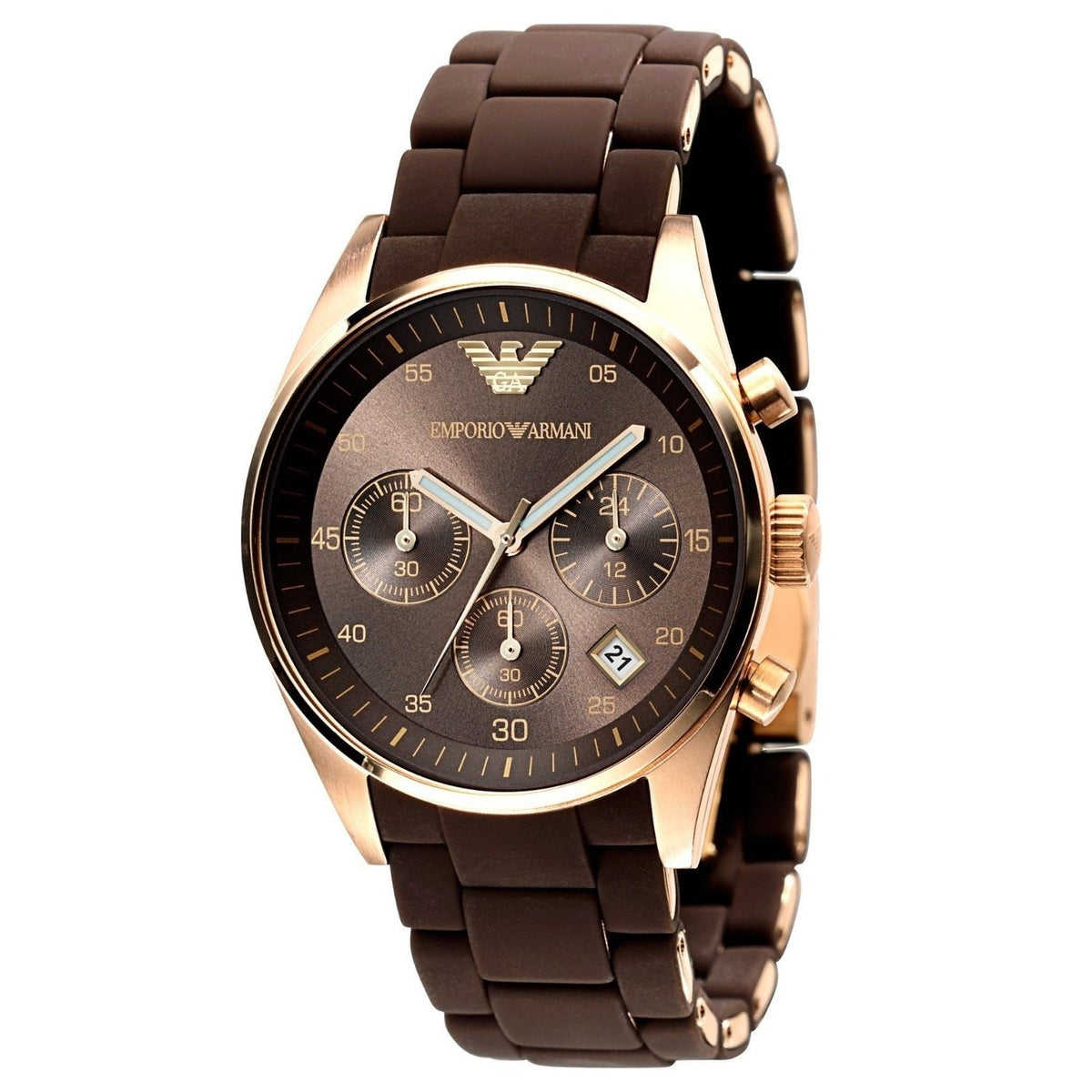 Emporio Armani Men's AR5891 Sportivo Chronograph Brown Silicone Watch