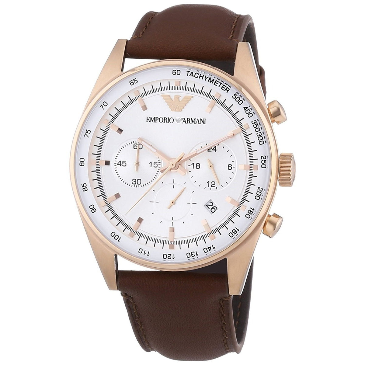 Emporio Armani Men's AR5995 Classic Chronograph Brown Leather Watch