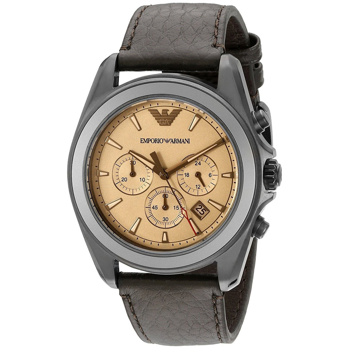 Emporio Armani Men's AR6070 Sportivo Chronograph Brown Leather Watch