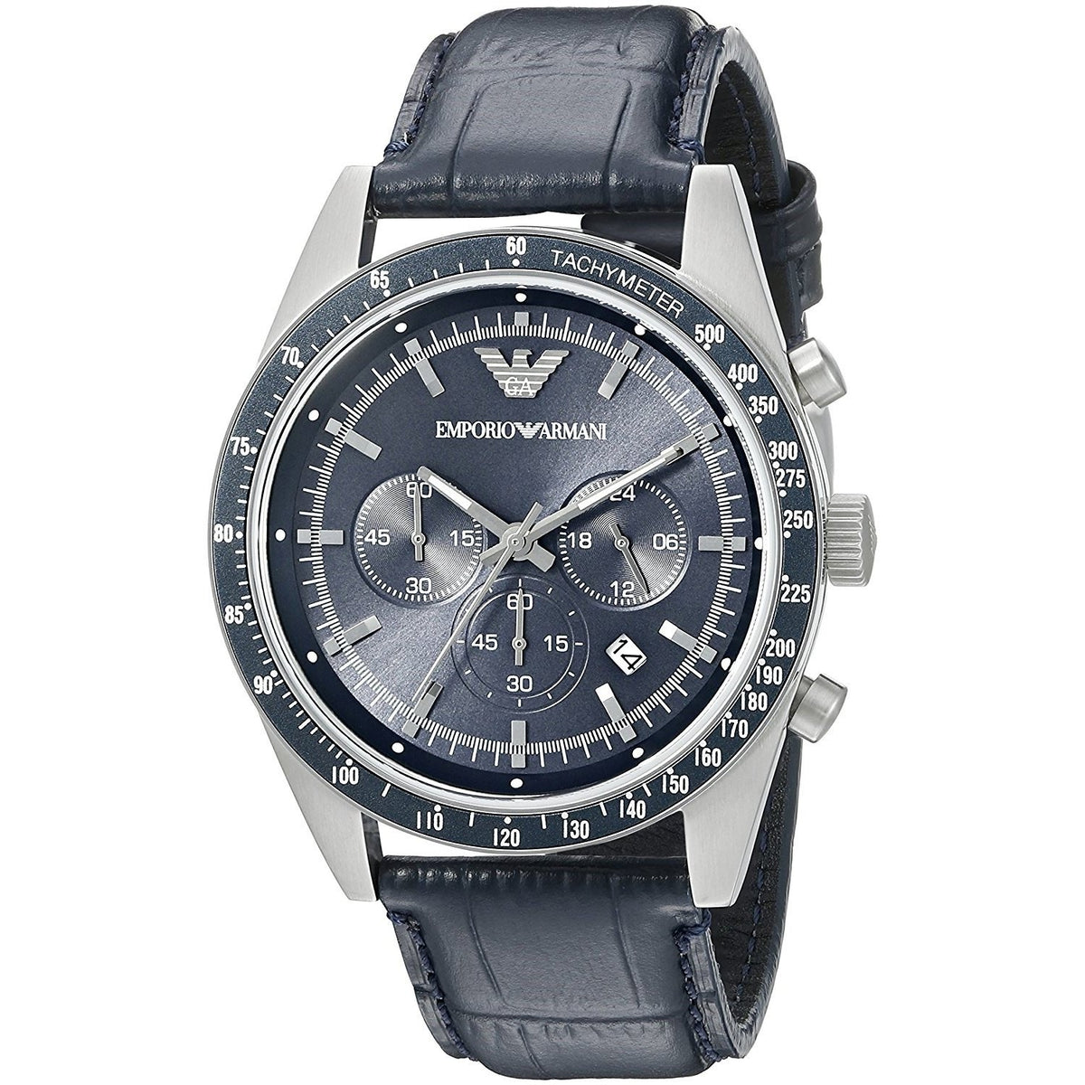 Emporio Armani Men's AR6089 Sport Chronograph Blue Leather Watch