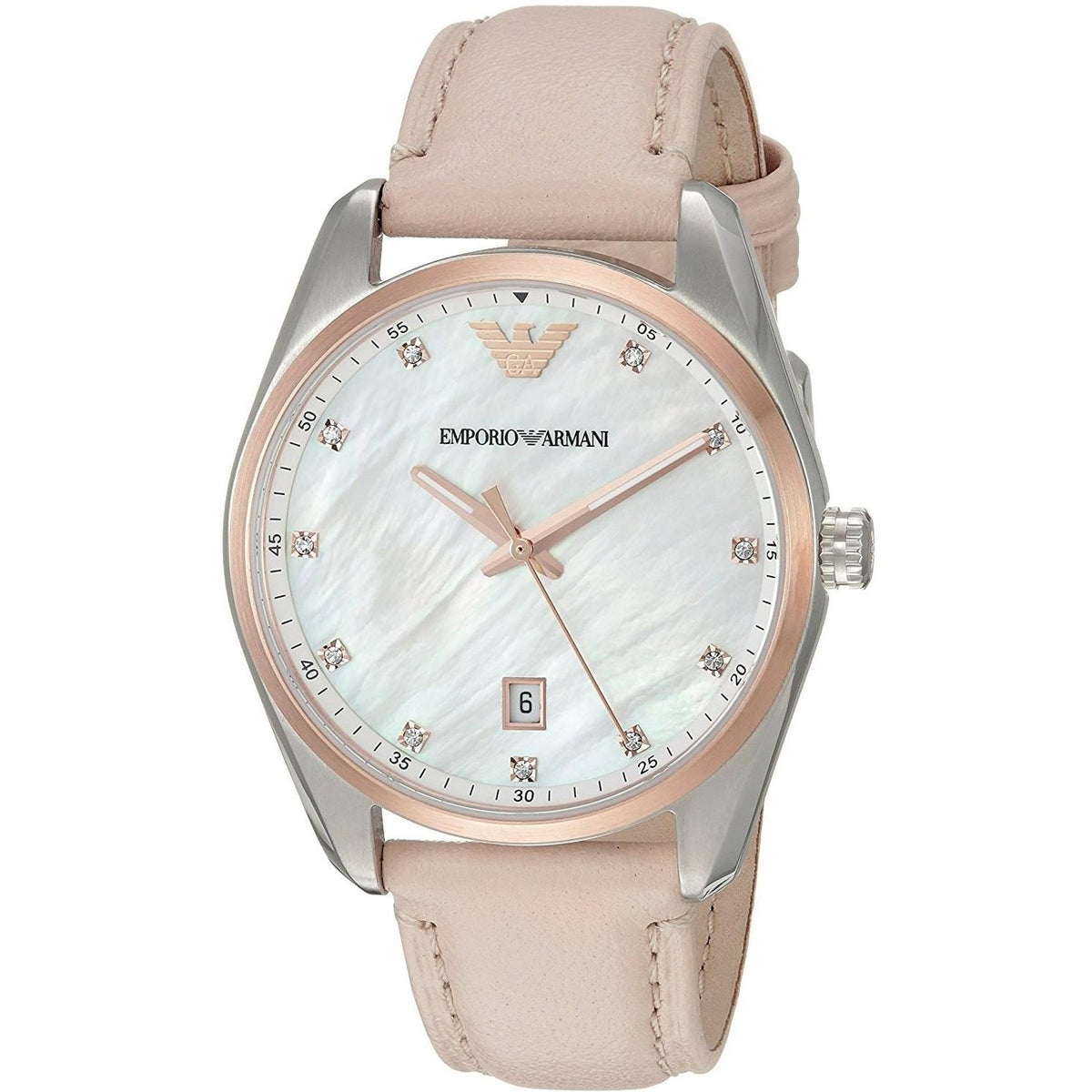 Emporio Armani Women's AR6133 Tazio Crystal Pink Leather Watch