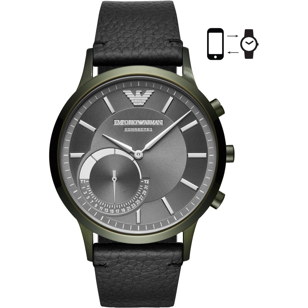 Emporio Armani Men's ART3021 Connected Black Leather Watch