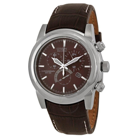 Citizen Men's AT0550-11X Eco-Drive Chronograph,Solar Brown Leather Watch