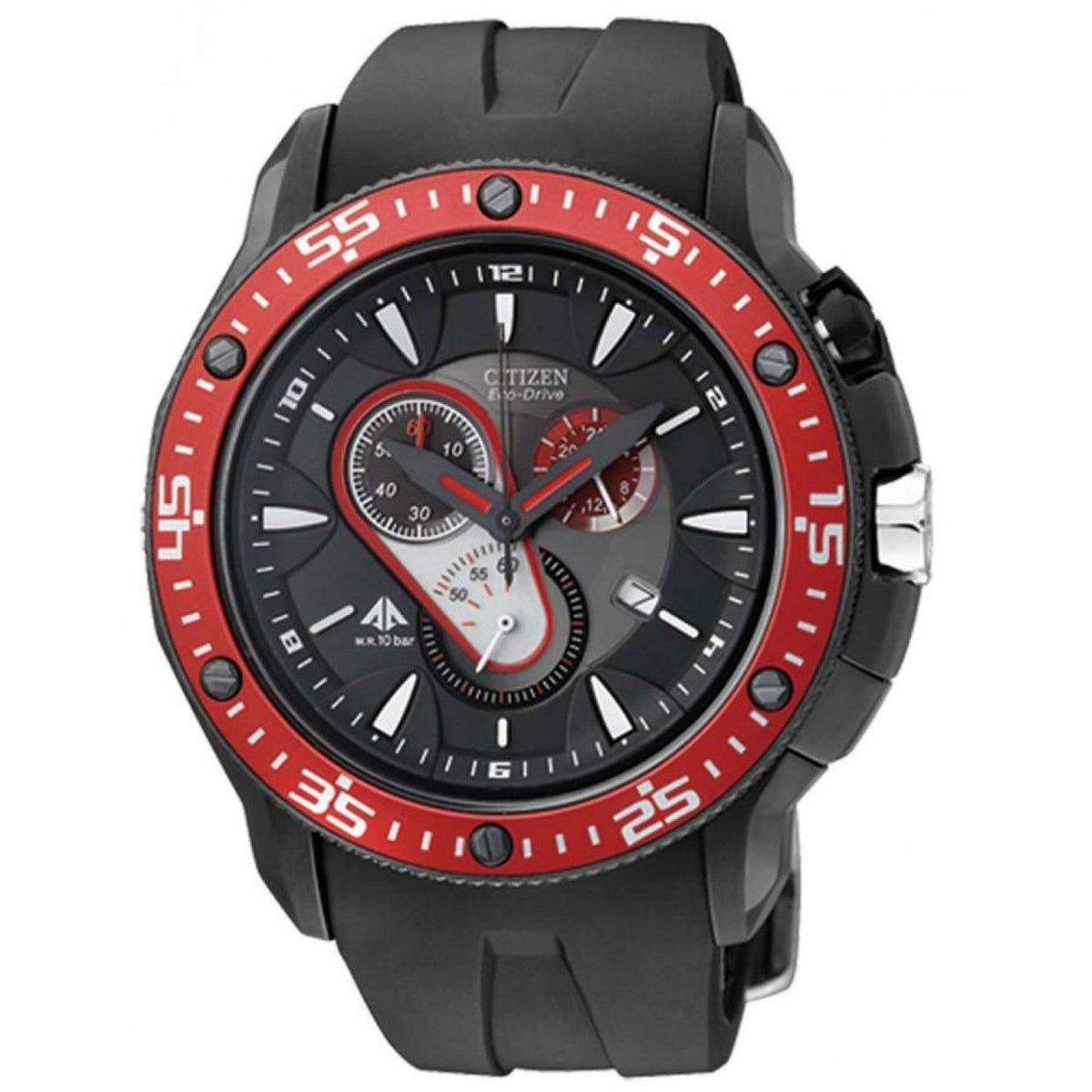 Citizen Men&#39;s AT0709-08E Eco-Drive Chronograph Black Silicone Watch
