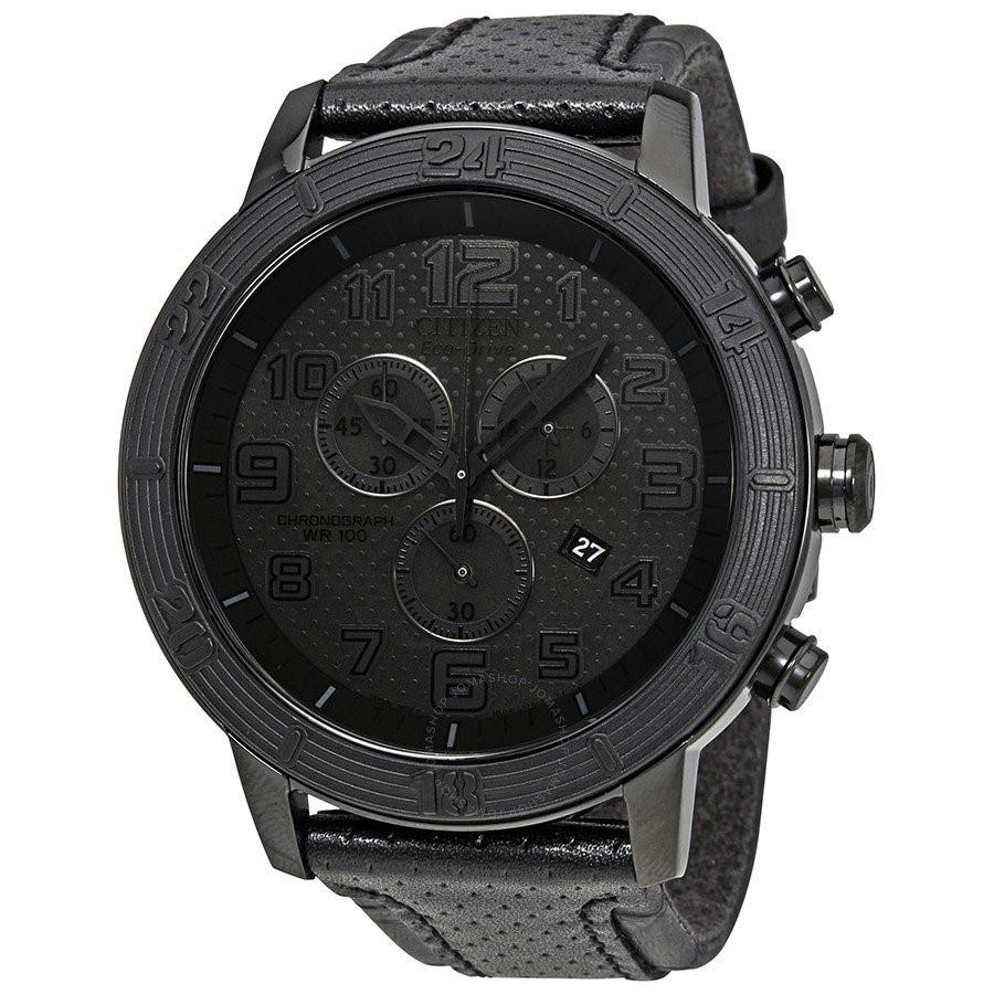 Citizen Men's AT2205-01E Eco-Drive Chronograph,Solar Black Leather Watch