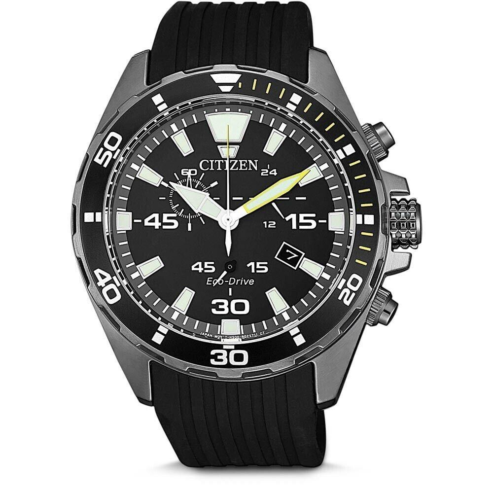 Citizen Men's AT2437-13E Promaster Chronograph Black Rubber Watch