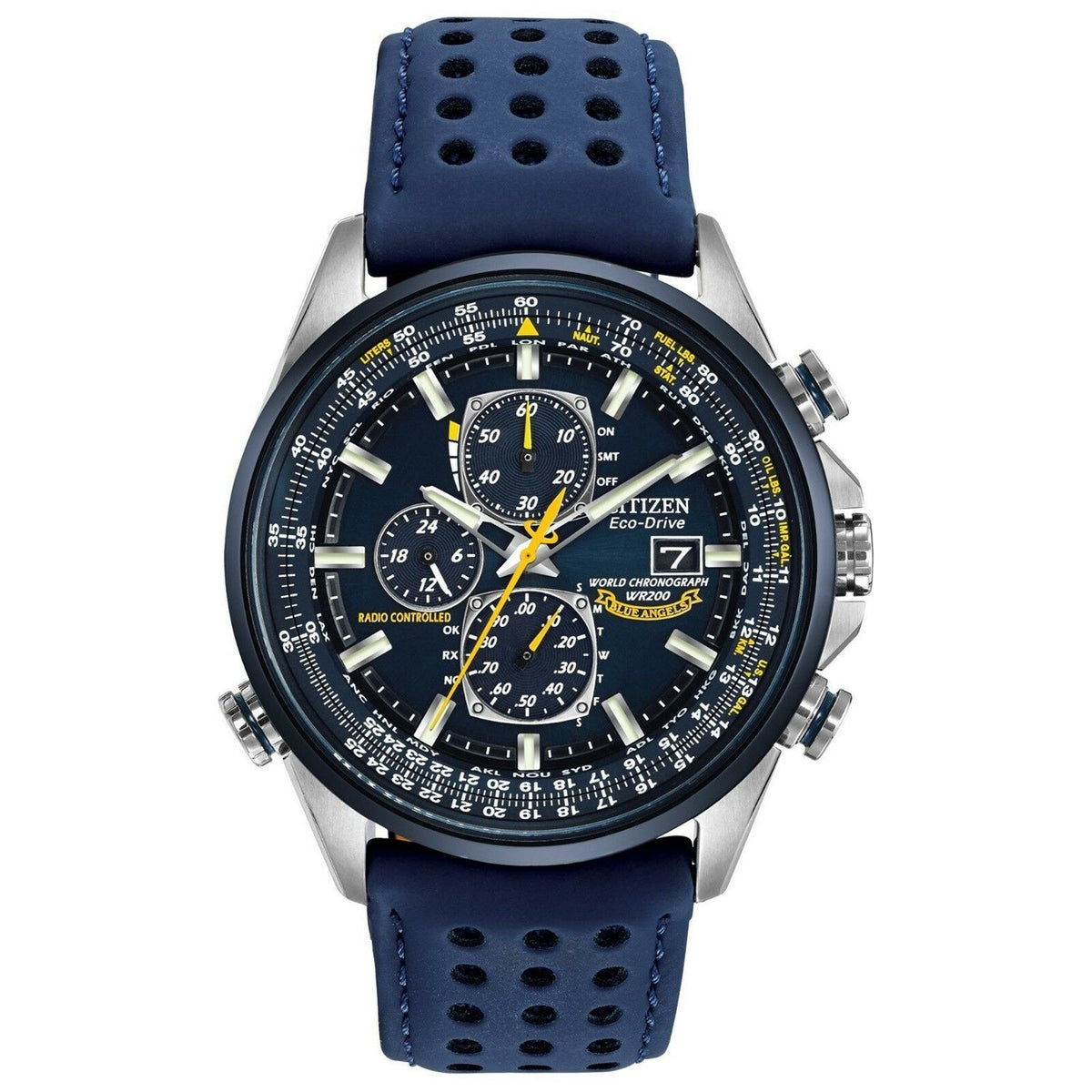 Citizen Men&#39;s AT8020-03L Eco-Drive Chronograph Blue Leather Watch