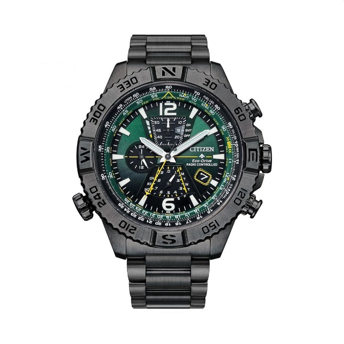 Citizen Men&#39;s AT8227-56X Eco-Drive Chronograph Black Stainless Steel Watch