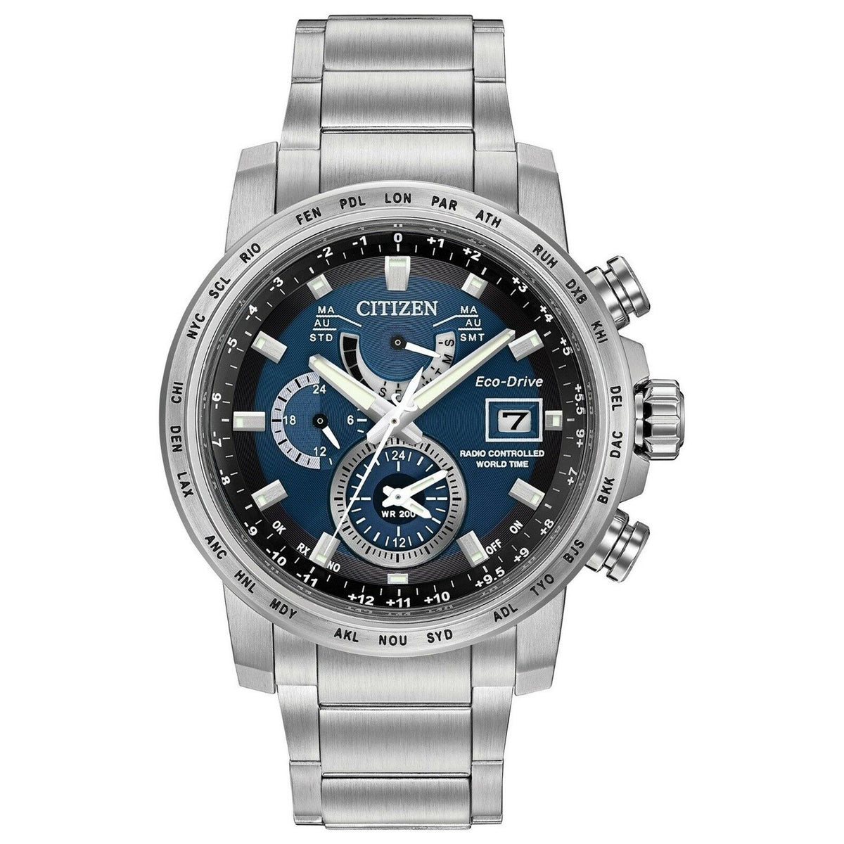 Citizen Men&#39;s AT9070-51L World Time A-T Chronograph Stainless Steel Watch