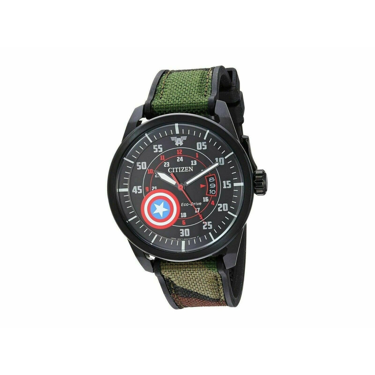 Citizen Men's AW1367-05W Marvel Captain America Camouflage Nylon Watch
