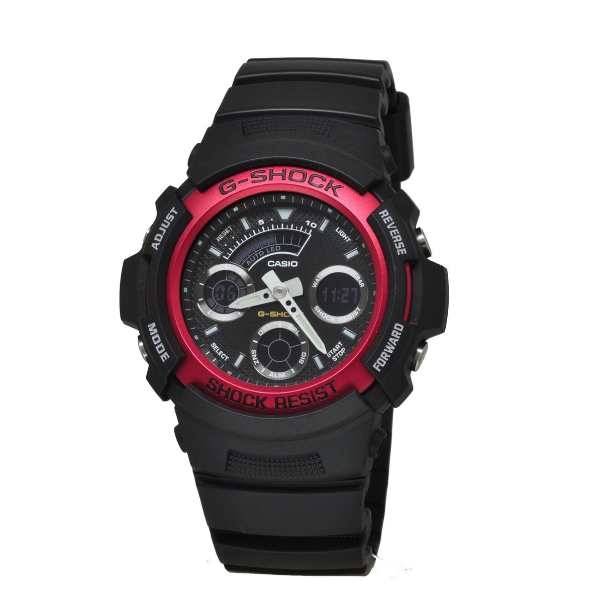 Casio Men's AW591-4A G-Shock Chronograph, Time Zone Black Resin Watch