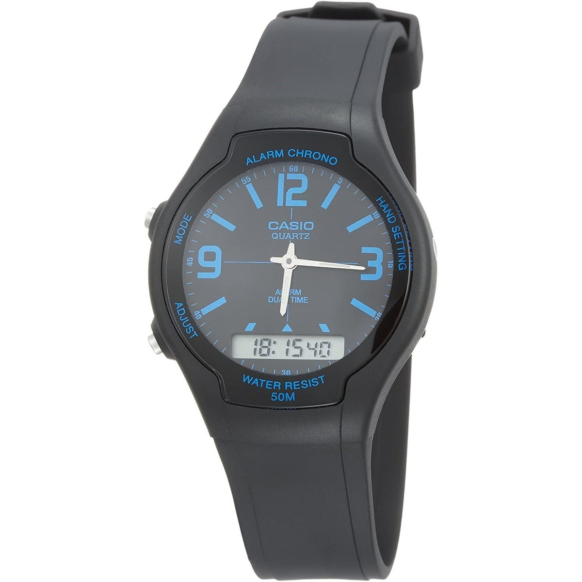 Casio Unisex AW90H-2B Classic Black Rubber Watch