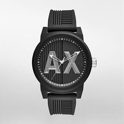 Armani Exchange Men's AX1451 Street AX Logo Black Silicone Watch