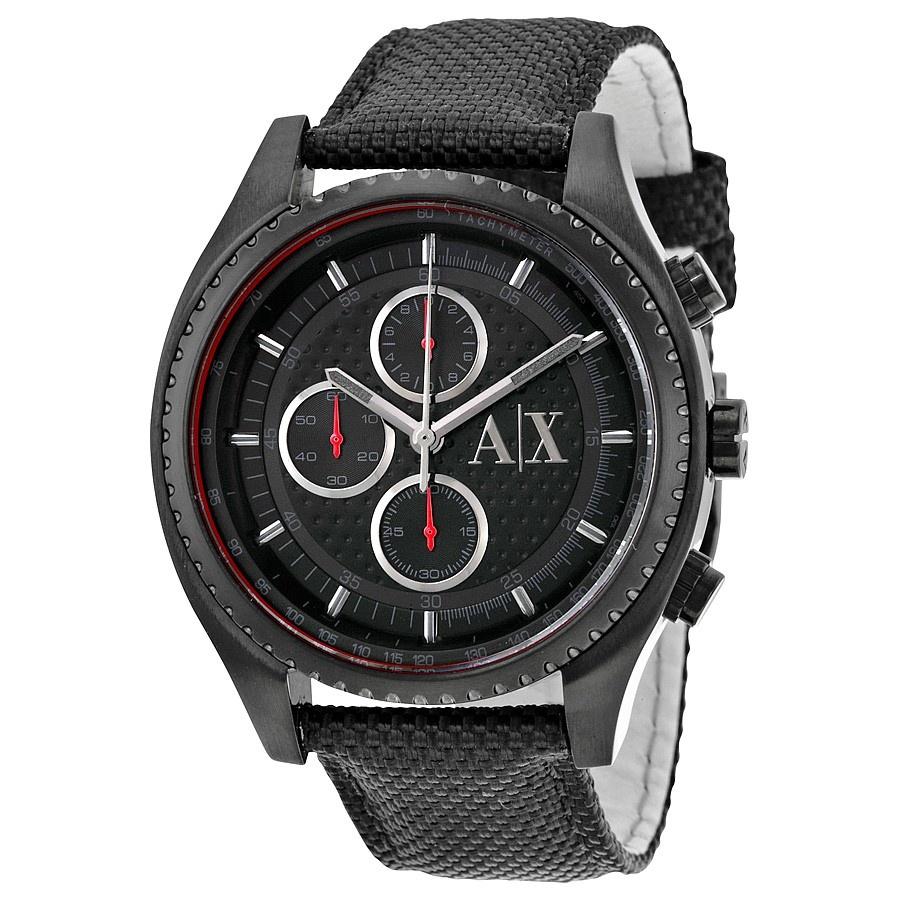 Armani Exchange Men's AX1610 Chronograph Black Leather Watch