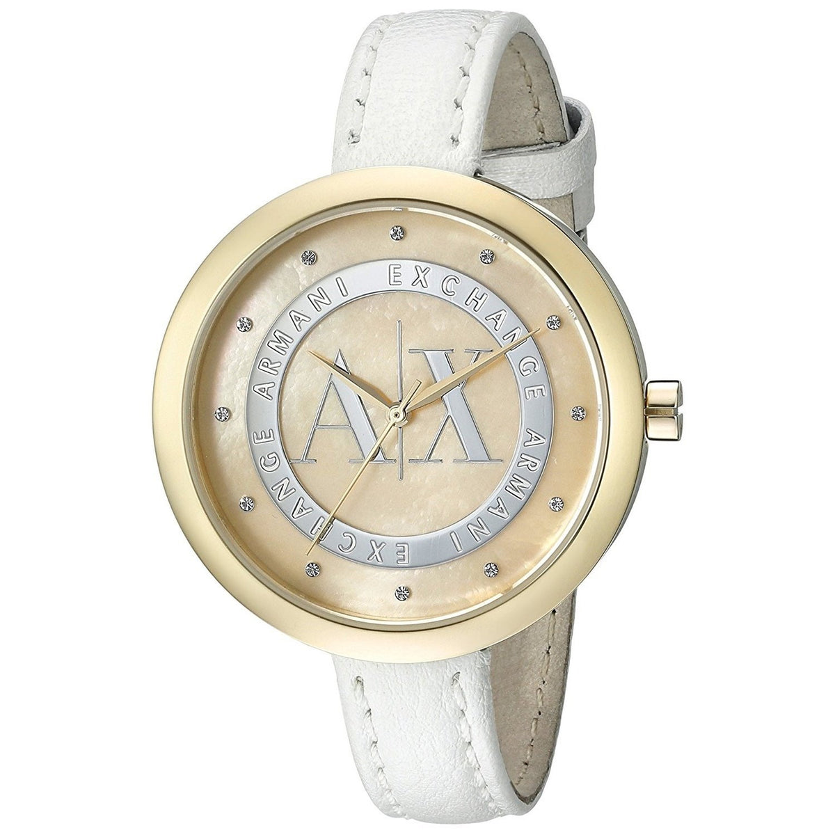 Armani Exchange Women's AX4227 Jullietta Crystal White Leather Watch