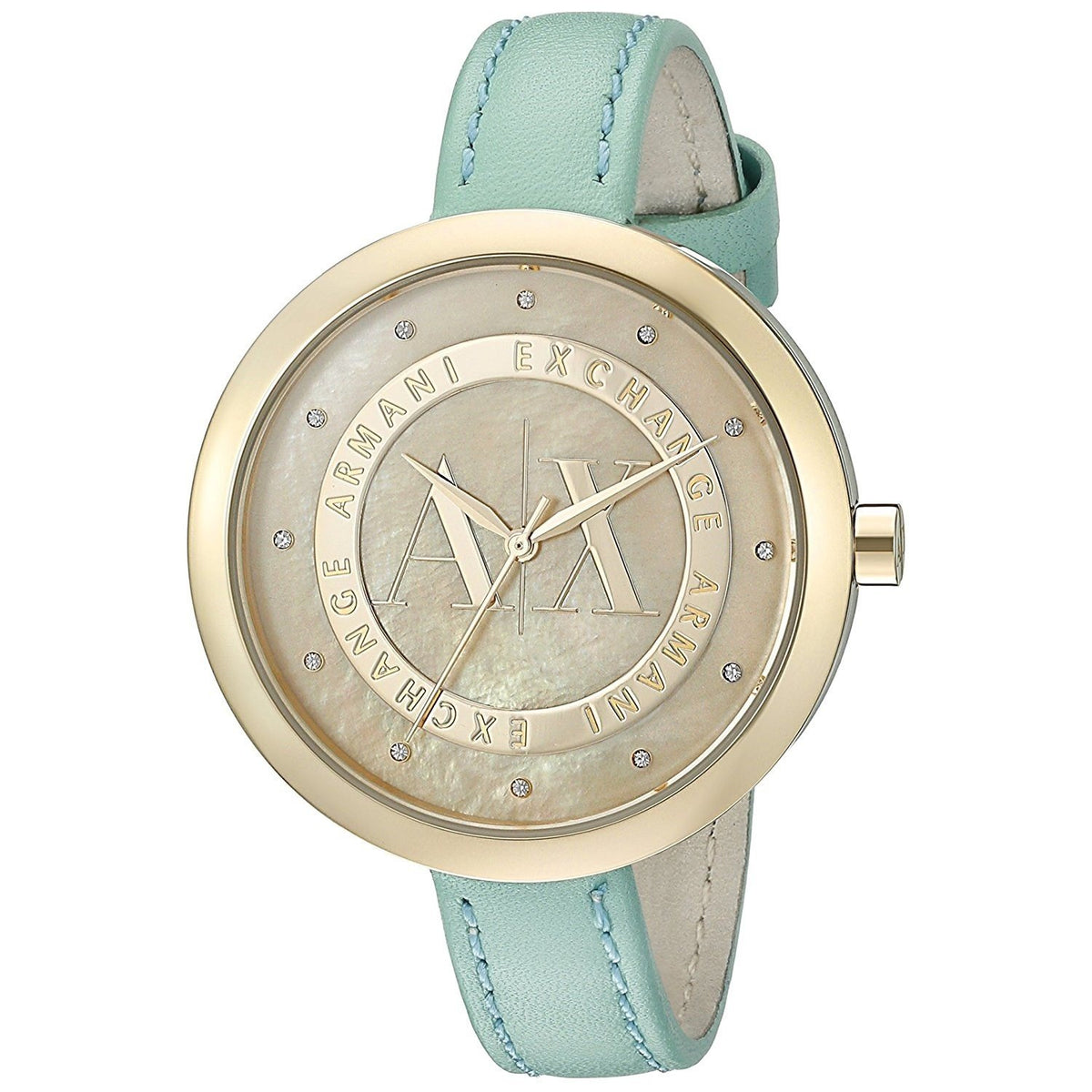 Armani Exchange Women's AX4228 Jullietta Crystal Green Leather Watch