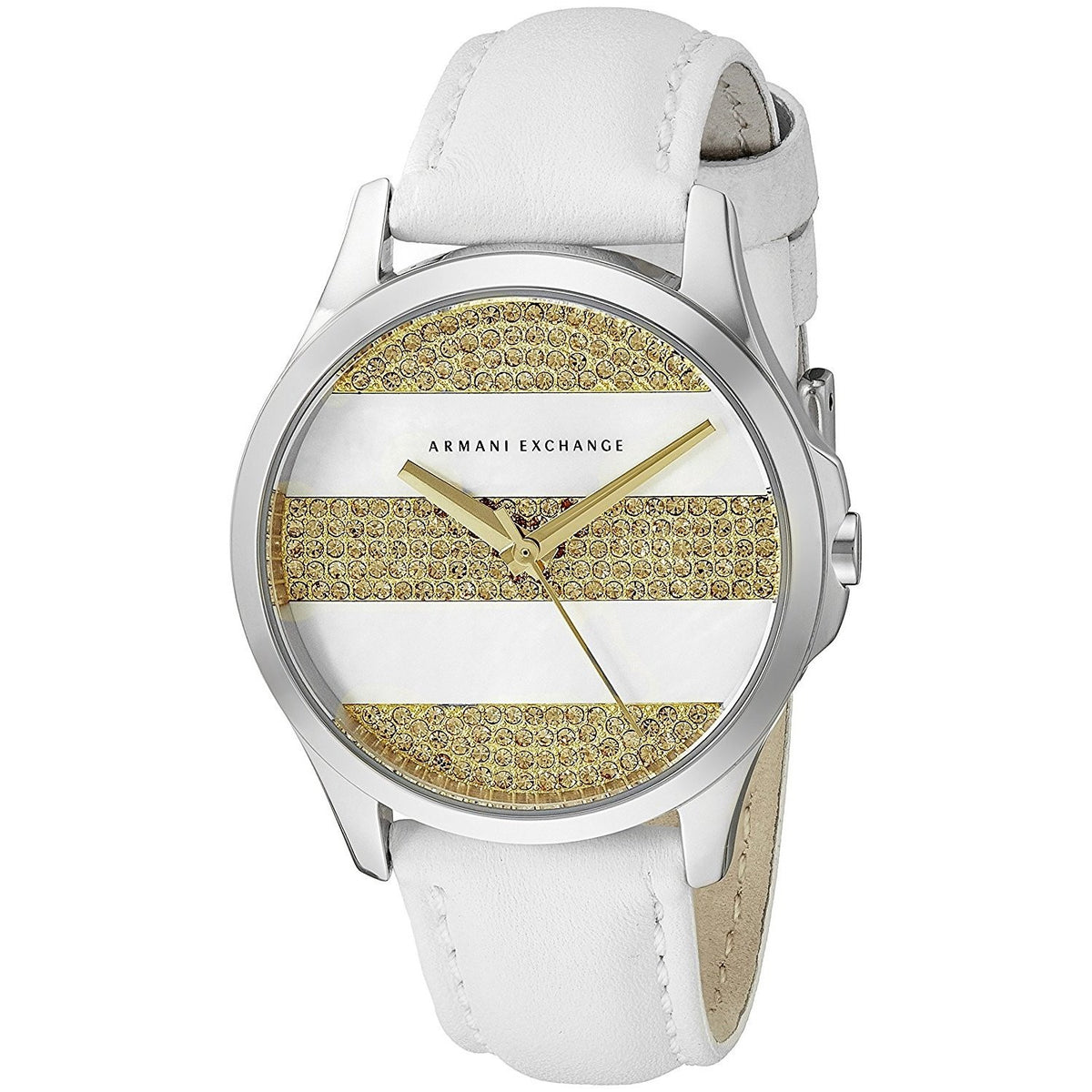 Armani Exchange Women's AX5240 Smart Crystal White Leather Watch