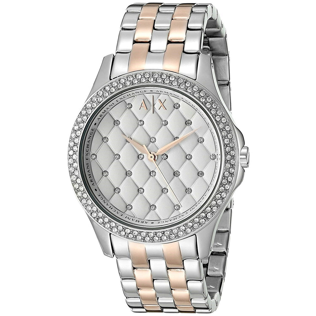 Armani Exchange Women's AX5249 Hampton Quilted Crystal Two-Tone Stainless Steel Watch