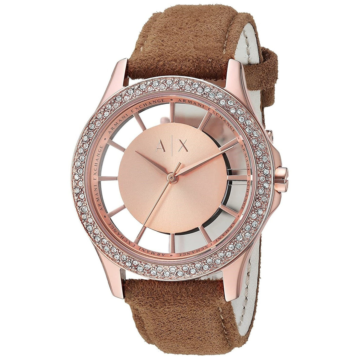 Armani Exchange Women's AX5254 Smart Crystal Brown Leather Watch
