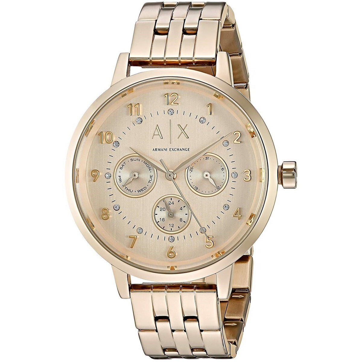 Armani Exchange Women's AX5377 Active Multi-Function Crystal Gold-Tone Stainless Steel Watch