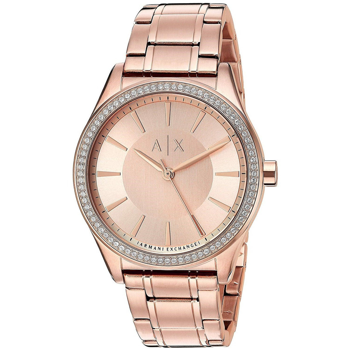 Armani Exchange Women's AX5442 Dress Crystal Rose-Tone Stainless Steel Watch
