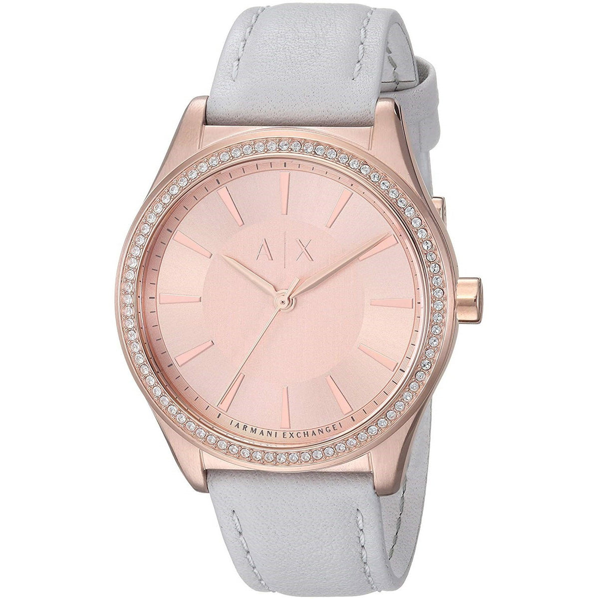 Armani Exchange Women's AX5444 Dress Crystal Grey Leather Watch