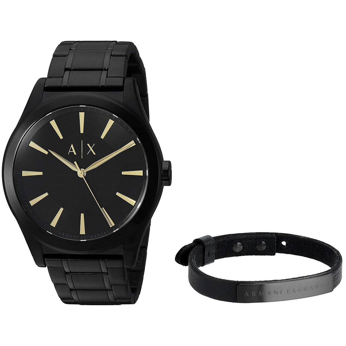 Armani Exchange Men's AX7102 Active Bracelet Gift Set Black Stainless Steel Watch