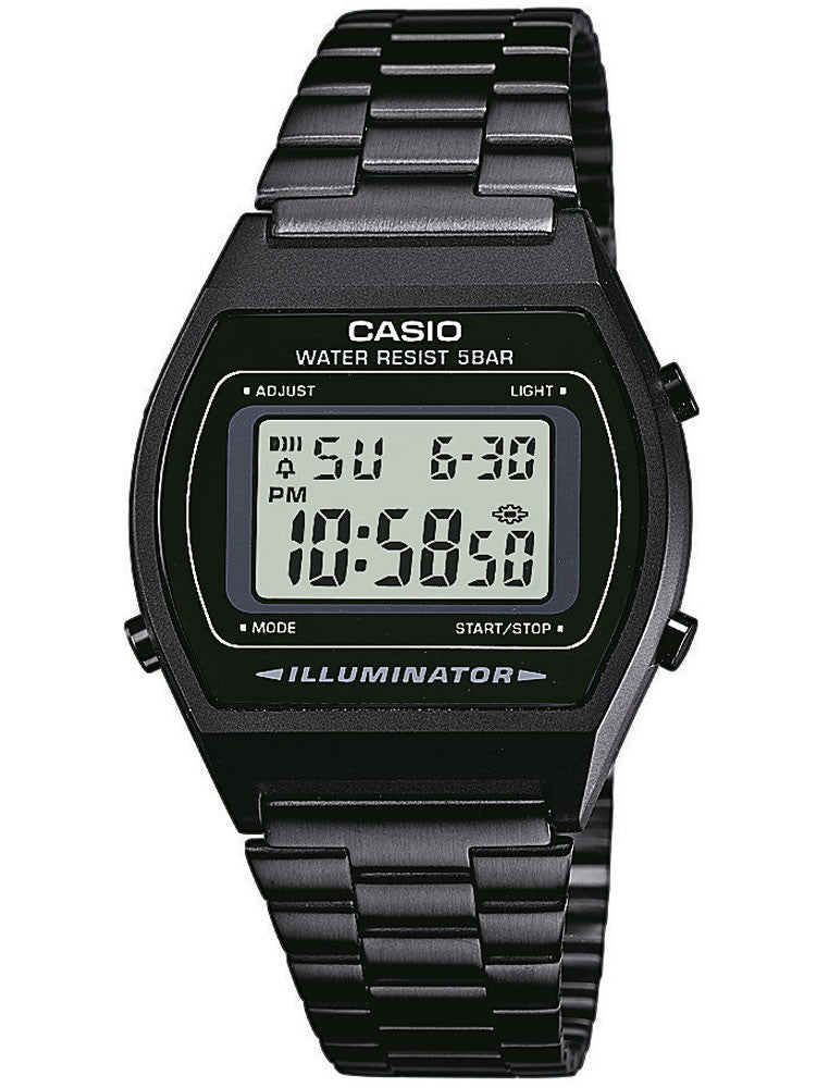Casio Men&#39;s B640WB-1AEF Retro Digital Black Stainless Steel Watch