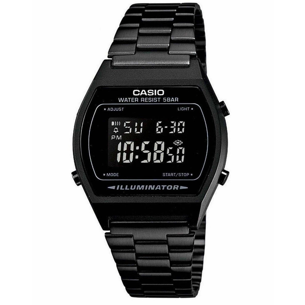 Casio Men&#39;s B640WB-1BEF Retro Digital Illuminator Black Stainless Steel Watch