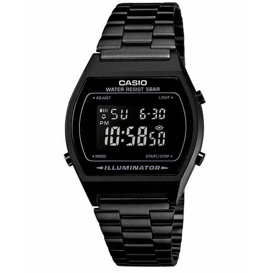 Casio Men's B640WB-1BEF Retro Digital Illuminator Black Stainless Steel Watch