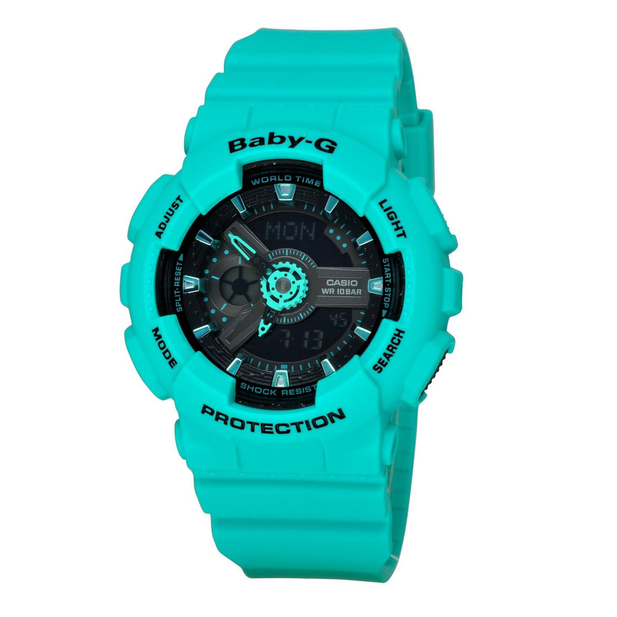 Casio Women's BA111-3A Baby G Chronograph Green Silicone Watch
