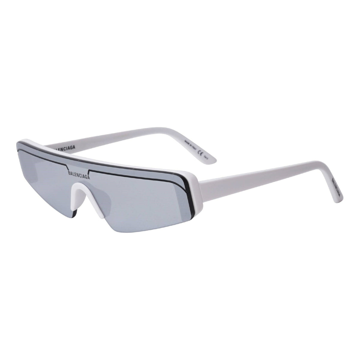 Balenciaga Unisex Sunglasses Spring Summer White Silver Nylon Nylon Shiny BB0003S 002
