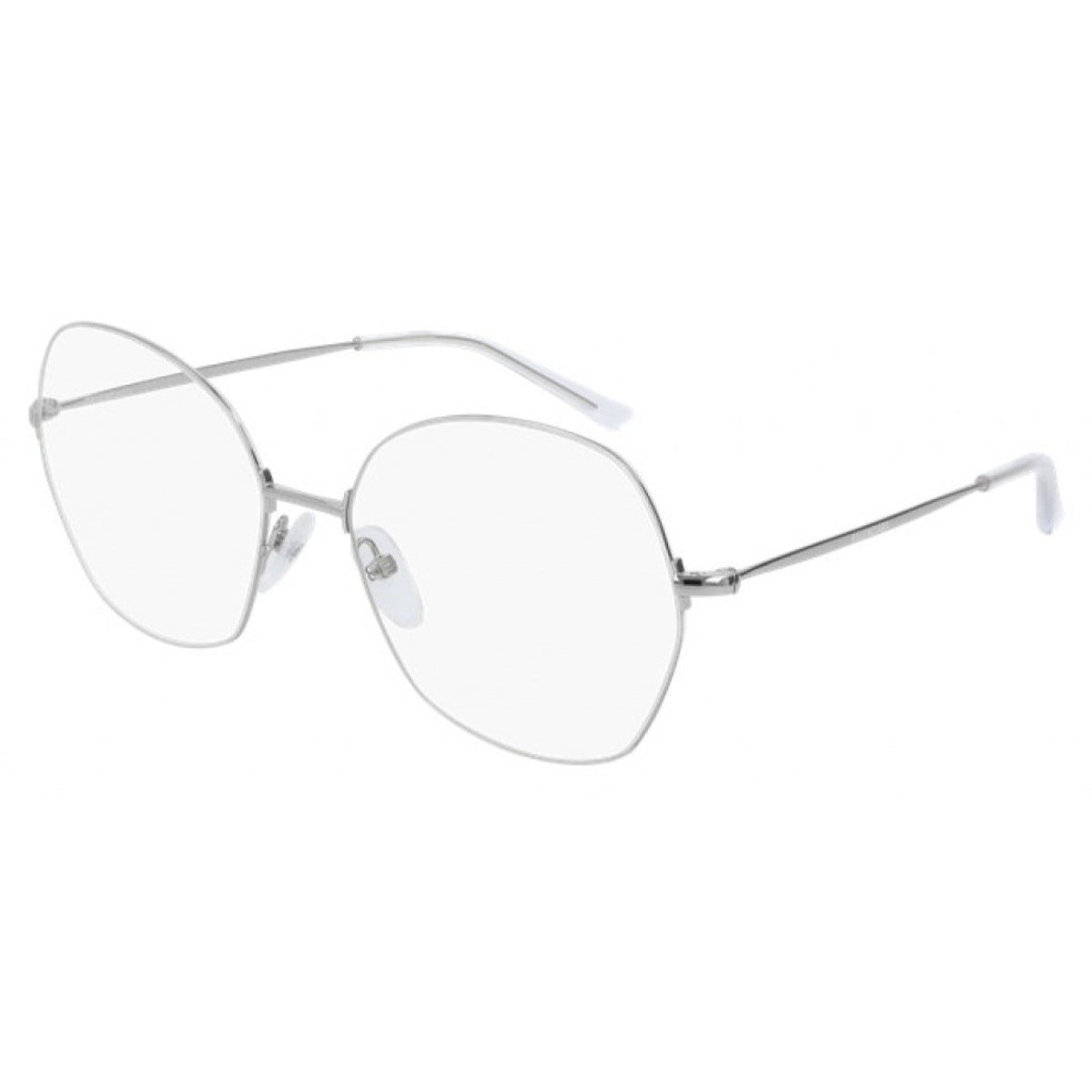 Balenciaga Unisex Sunglasses Spring Summer Silver Transparent Demo Lens Demo Lens Shiny BB0014O 002